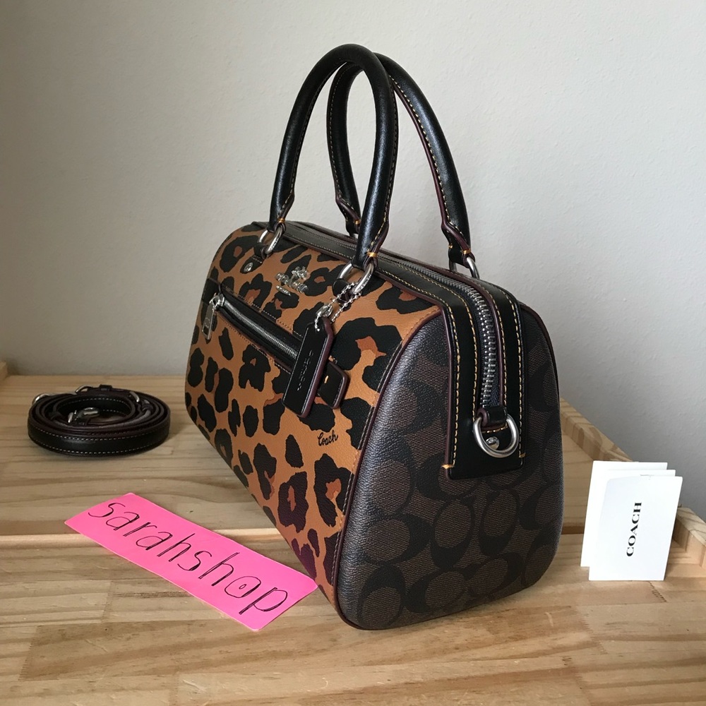 Coach Leopard Print Satchel with Black Accents - Picture 4 of 12